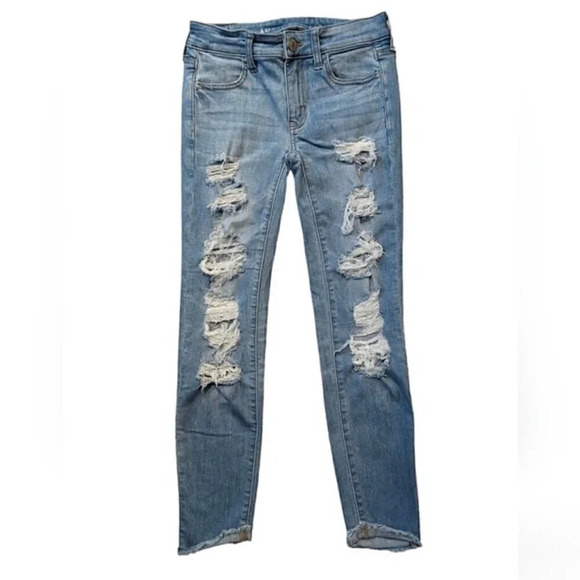 American Eagle next level stretch jeggings crop jeans size 00 - Picture 1 of 6